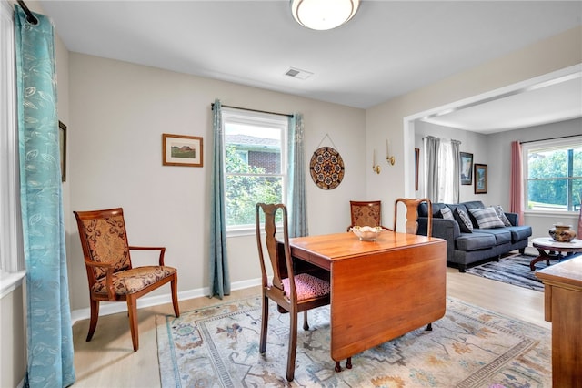 dining area featuring light hardwood / wood-style flooring