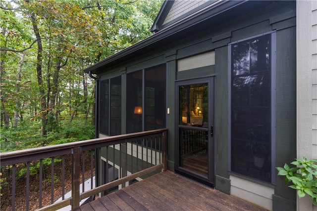 deck featuring a sunroom