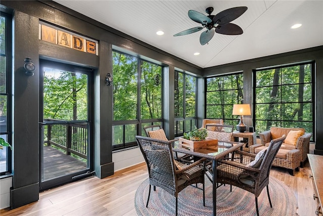 328 Grand Overlook Dr, Seneca, SC 29678 - sunroom / solarium featuring a ceiling fan and outdoor lounge area