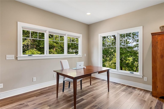 328 Grand Overlook Dr, Seneca, SC 29678 - office space with baseboards, wood finished floors, and recessed lighting