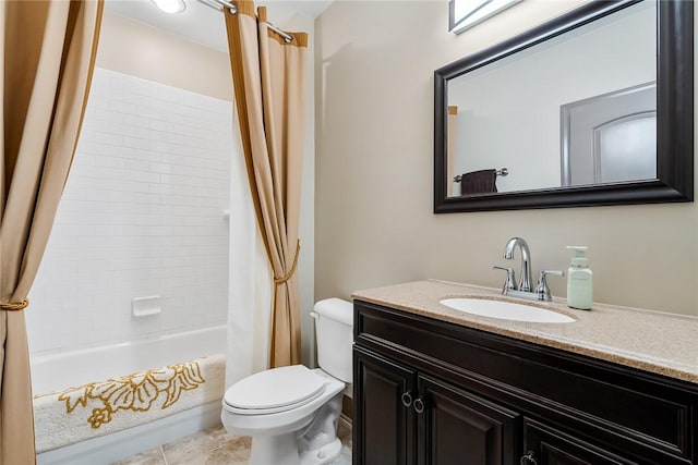 328 Grand Overlook Dr, Seneca, SC 29678 - bathroom with shower / bath combo, vanity, toilet, and tile patterned floors