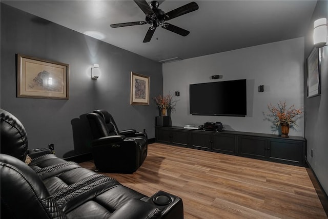 328 Grand Overlook Dr, Seneca, SC 29678 - cinema with ceiling fan, light wood-type flooring, and baseboards