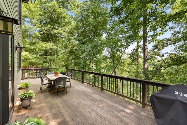 328 Grand Overlook Dr, Seneca, SC 29678 - deck featuring outdoor dining area, a grill, and view of scattered trees