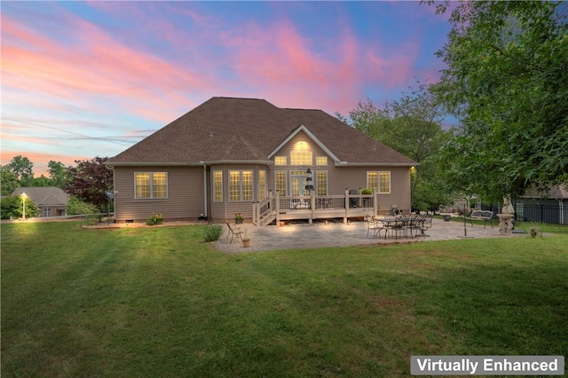 516 Serria Way, Seneca, SC 29678 - rear view of property with a patio, a wooden deck, a yard, and roof with shingles