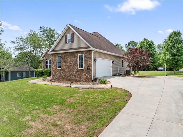 516 Serria Way, Seneca, SC 29678 - view of property exterior with stone siding, driveway, a yard, and an attached garage