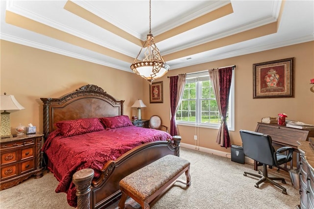 516 Serria Way, Seneca, SC 29678 - carpeted bedroom featuring ornamental molding, a raised ceiling, and baseboards