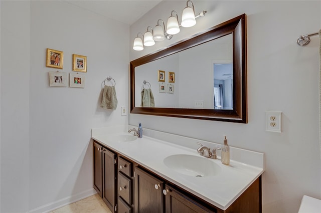 bathroom with vanity and tile patterned floors