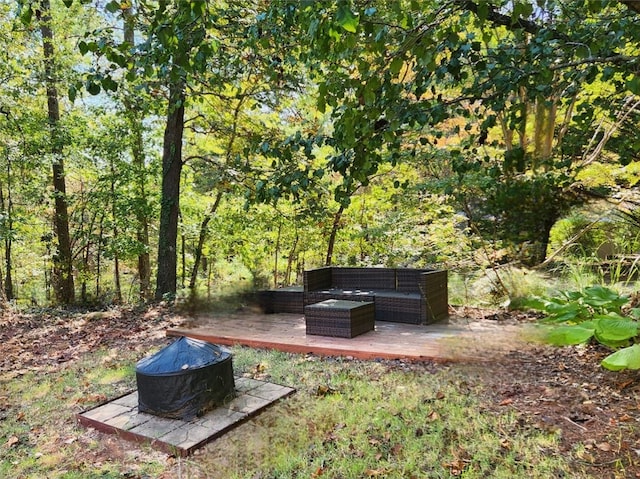 view of yard featuring outdoor lounge area