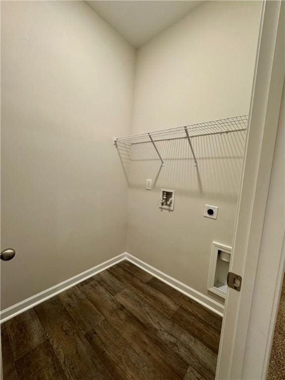 laundry area featuring washer hookup, dark hardwood / wood-style flooring, and electric dryer hookup