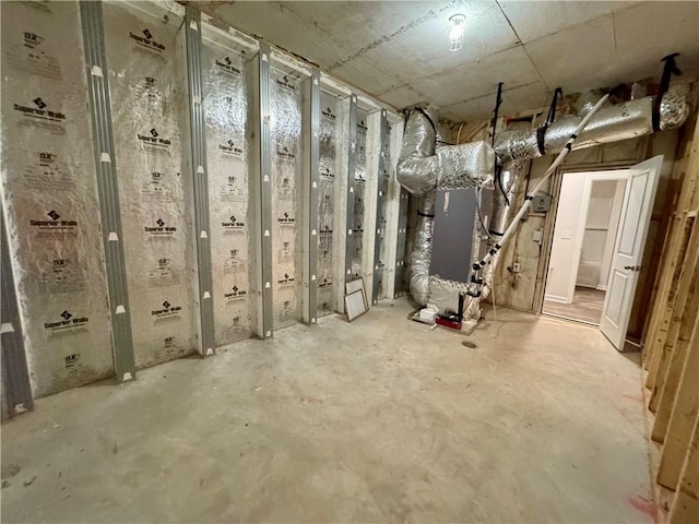 basement with heating unit