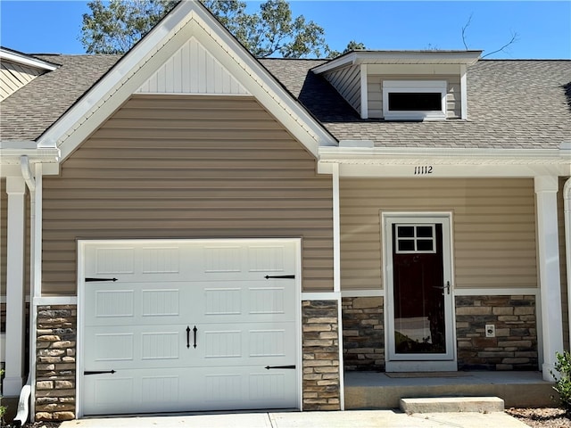 exterior space featuring a garage