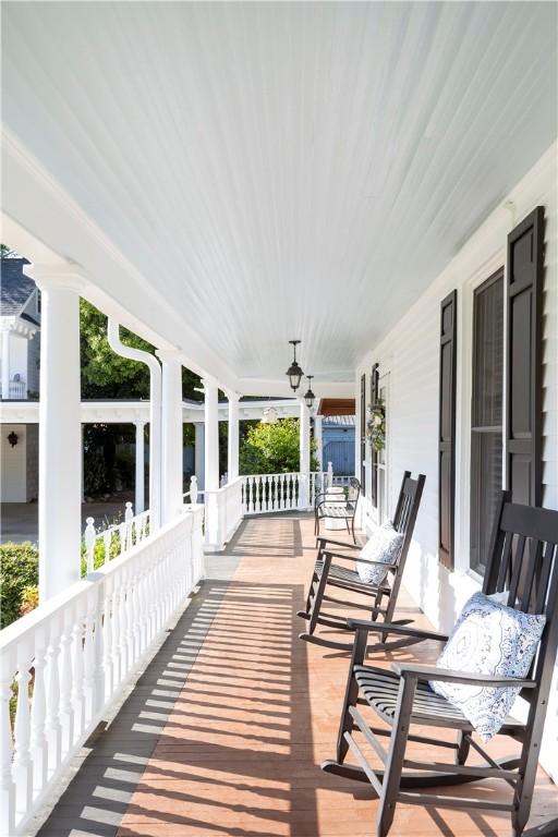 wooden deck featuring a porch