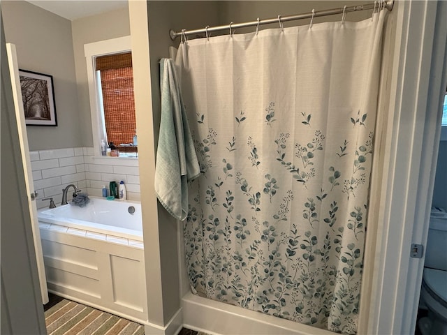 bathroom with independent shower and bath