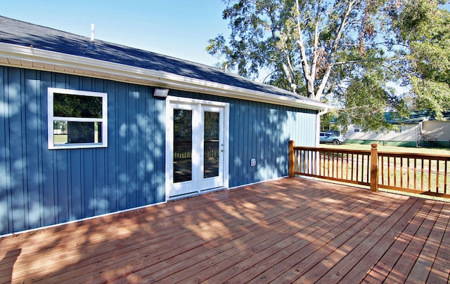 wooden deck with french doors