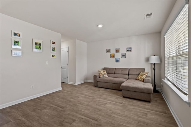 living room featuring light hardwood / wood-style floors