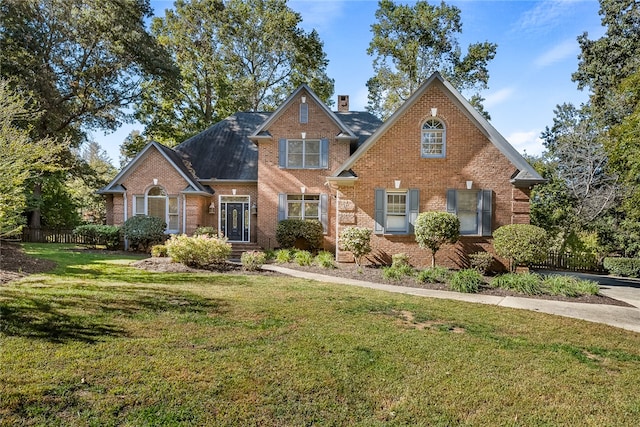 view of front of home with a front lawn