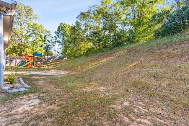 view of yard with a playground