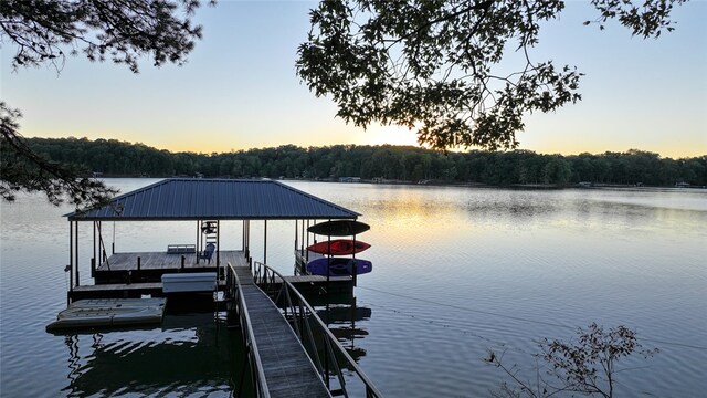 view of dock featuring a water view