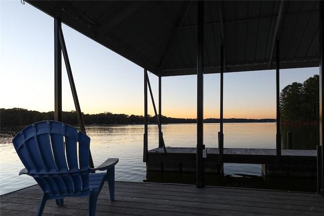 view of dock featuring a water view