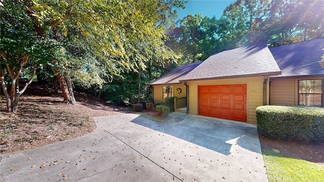 exterior space featuring a garage