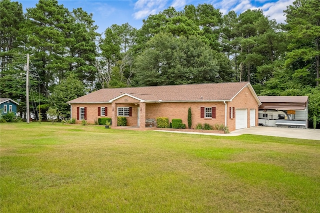 ranch-style home featuring a front yard