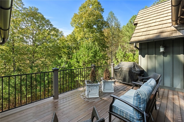 deck featuring area for grilling