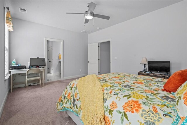 2 Winding Rock Rd, Simpsonville, SC 29680 - bedroom with carpet floors, baseboards, a desk, ceiling fan, and ensuite bath