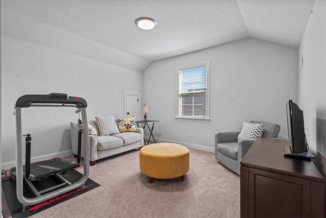 2 Winding Rock Rd, Simpsonville, SC 29680 - exercise area with vaulted ceiling, carpet flooring, and baseboards