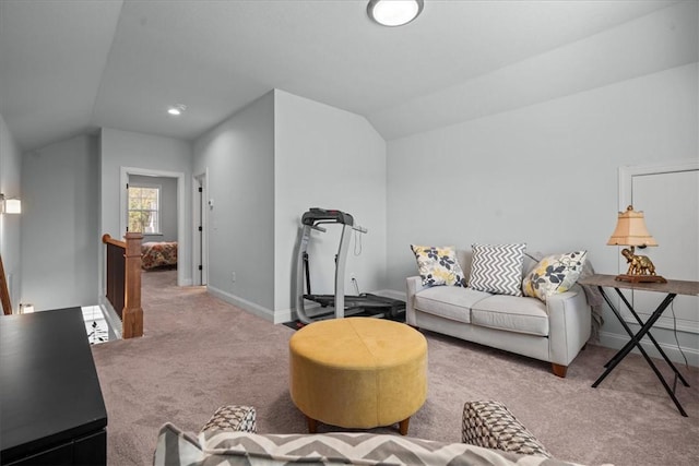 2 Winding Rock Rd, Simpsonville, SC 29680 - carpeted living area featuring lofted ceiling and baseboards