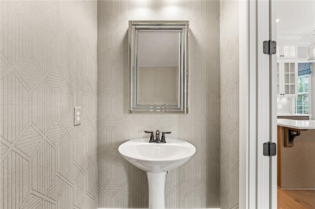 bathroom featuring wood finished floors