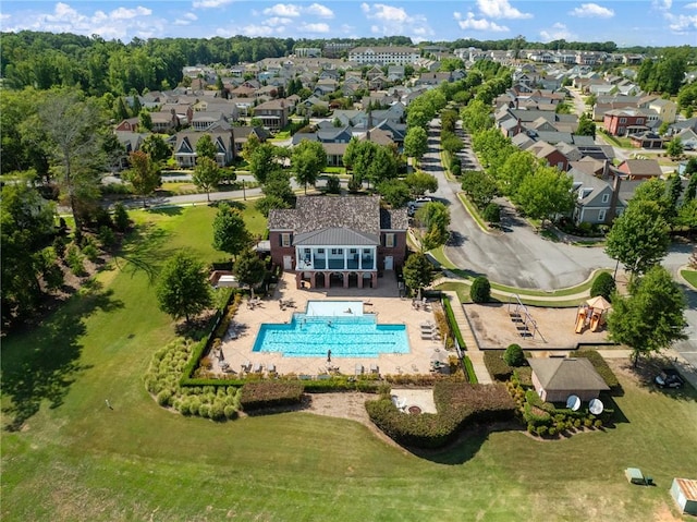 bird's eye view with a residential view