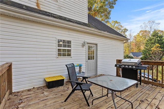 deck featuring grilling area