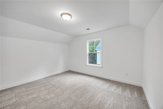 additional living space featuring carpet and lofted ceiling