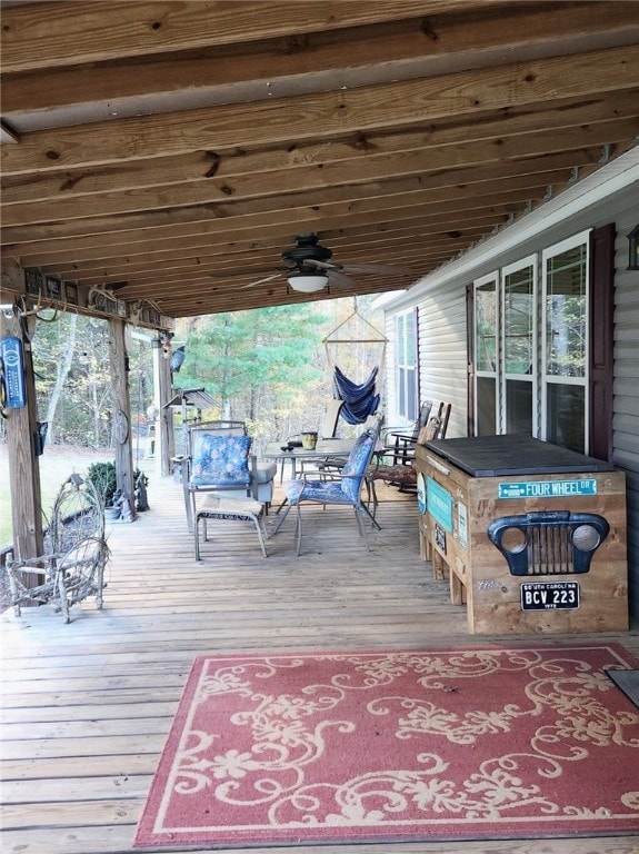 deck featuring ceiling fan