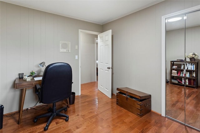 office area featuring hardwood / wood-style flooring