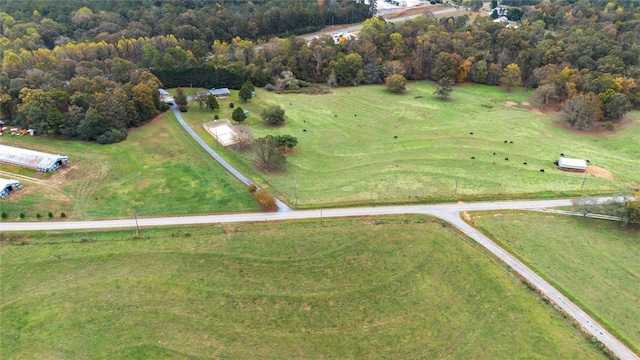 aerial view with a rural view