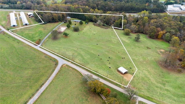 bird's eye view featuring a rural view