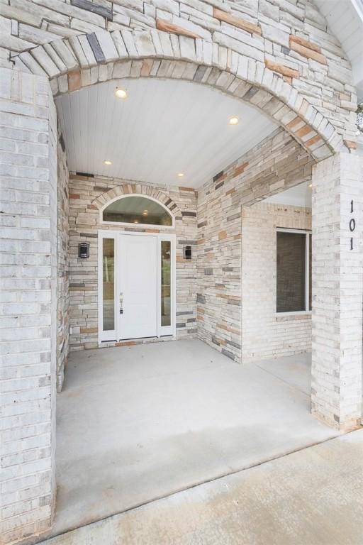 101 Tall Ship Dr, Anderson, SC 29625 - property entrance featuring a patio and stone siding