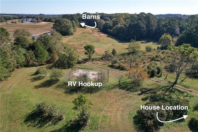 bird's eye view featuring a rural view