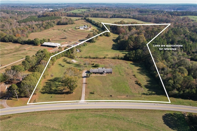 aerial view featuring a rural view