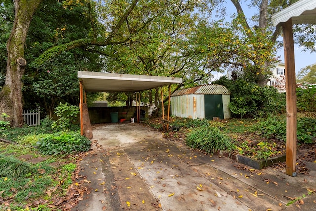 view of parking with a carport