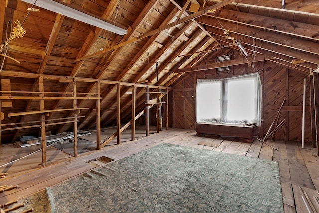 view of unfinished attic