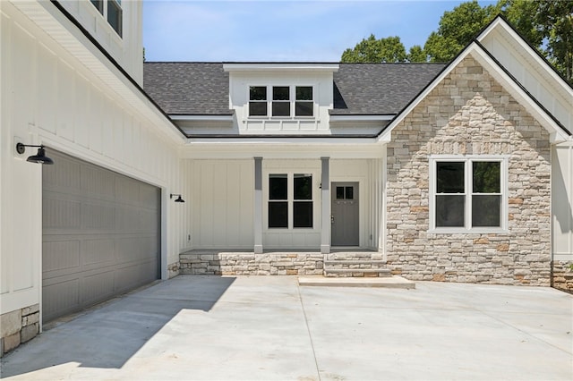 entrance to property with a garage