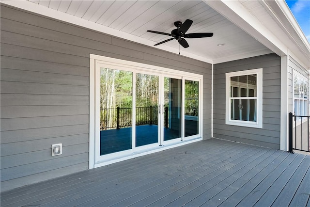 wooden terrace with ceiling fan