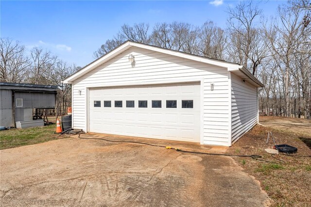 view of detached garage