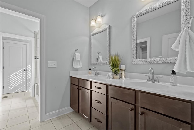 bathroom featuring tile patterned flooring and vanity