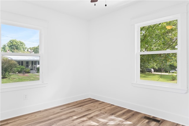 empty room featuring plenty of natural light and light wood-type flooring