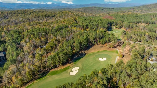 drone / aerial view featuring a mountain view