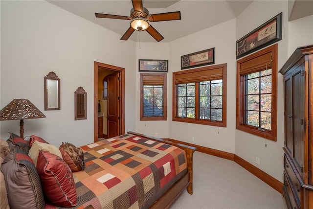 bedroom with carpet and ceiling fan