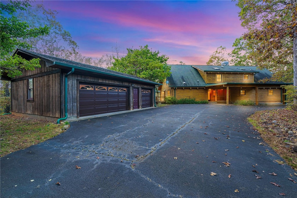 view of front of house with a garage